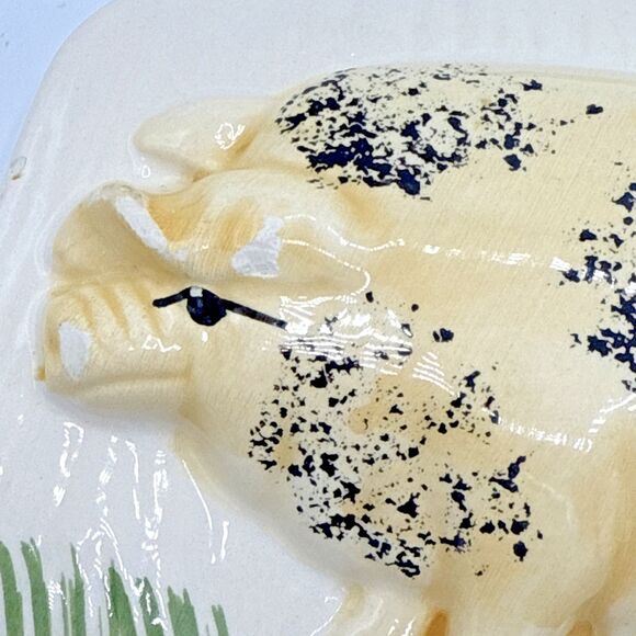 Country Kitchen Pig W/Bow Wall Hanging Trivet Decor Ceramic Painted 9.5” - Picture 11 of 12